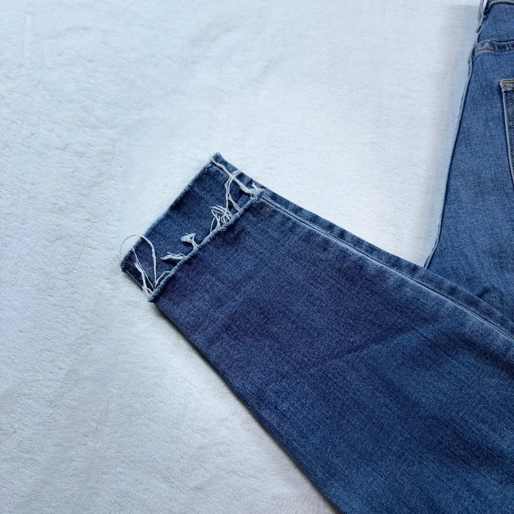 H&M Distressed Skinny Jeans Womens 8 Blue Good‎ Raw Hem Ripped Denim